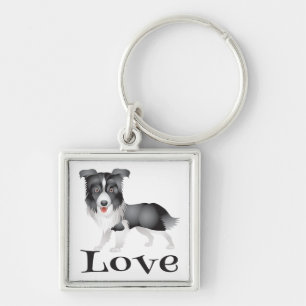 Liebe Border Collie Welpen Hund Schlüsselanhänger