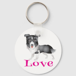 Liebe Border Collie Welpen Hund Schlüsselanhänger