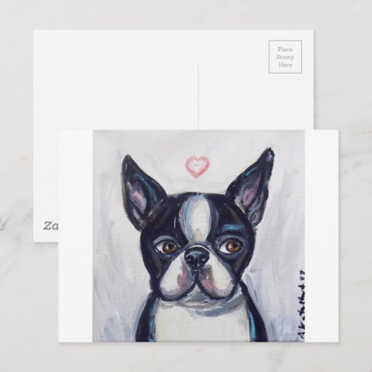 Liebe Boston Terrier Postkarte (Vorne/Hinten)