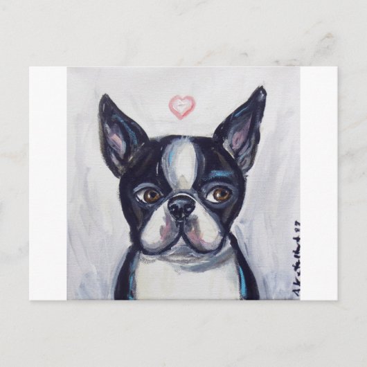 Liebe Boston Terrier Postkarte (Vorderseite)