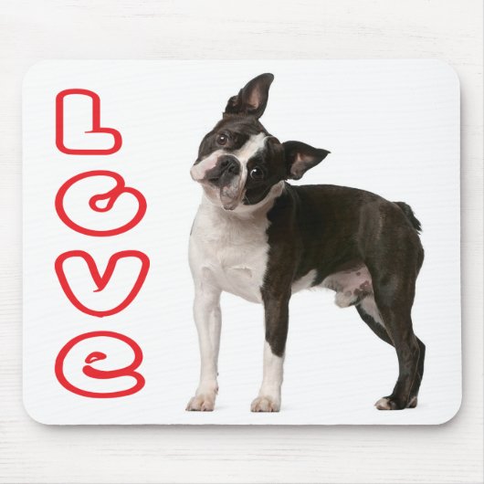 Liebe Boston Terrier Welpen Hund Computermauspad Mousepad (Vorne)