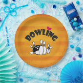 Liebe Bowling - B&W Bowling Buttone und Ball Pappteller (Party)