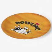 Liebe Bowling - B&W Bowling Buttone und Ball Pappteller (Schrägansicht)