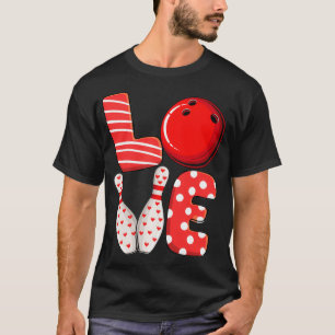 Liebe Bowling Ball & Buttone Gruppe, die Valentine T-Shirt