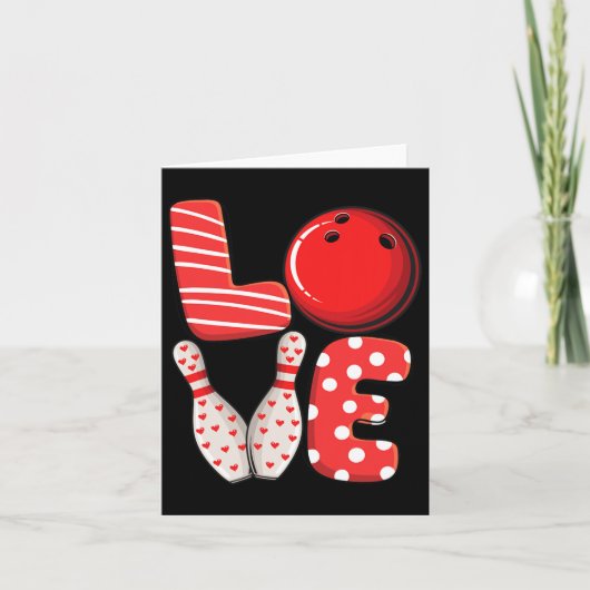 Liebe Bowling Byll und Buttone Gruppe Matching Val Karte (Vorderseite)