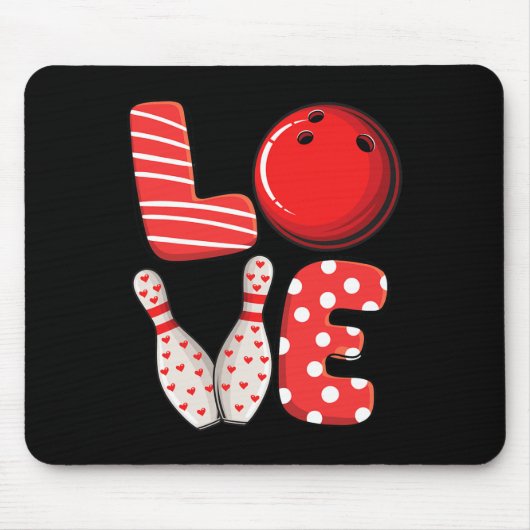 Liebe Bowling Byll und Buttone Gruppe Matching Val Mousepad (Vorne)