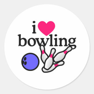 Liebe Bowling Runder Aufkleber