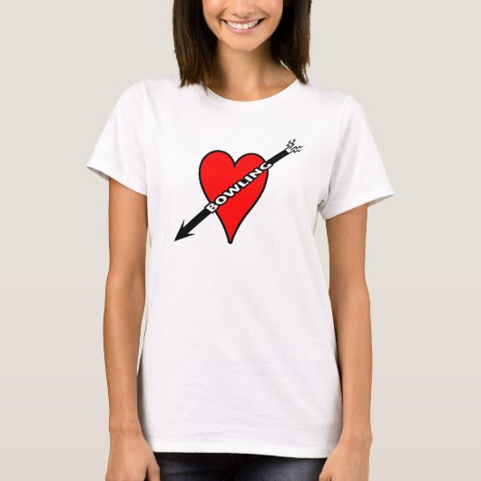 Liebe-Bowlings-Herz T-Shirt (Vorderseite)