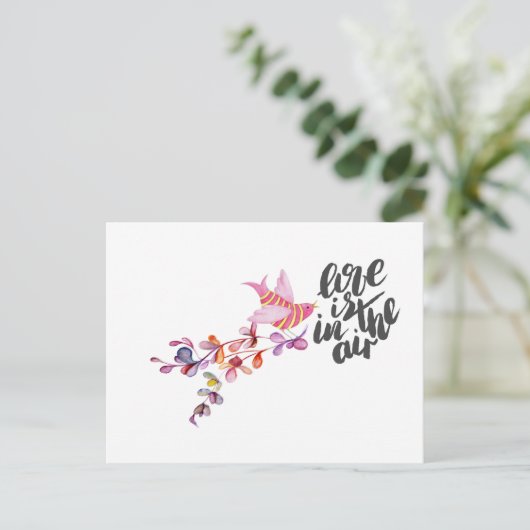 Liebe Branch Bird Postkarte (Stehend Vorderseite)