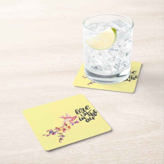 Liebe Branch Bird Rechteckiger Pappuntersetzer (Vor Ort)