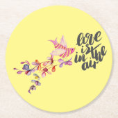 Liebe Branch Bird Runder Pappuntersetzer (Vorderseite)