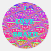 Liebe Brasilien.png Runder Aufkleber (Vorderseite)