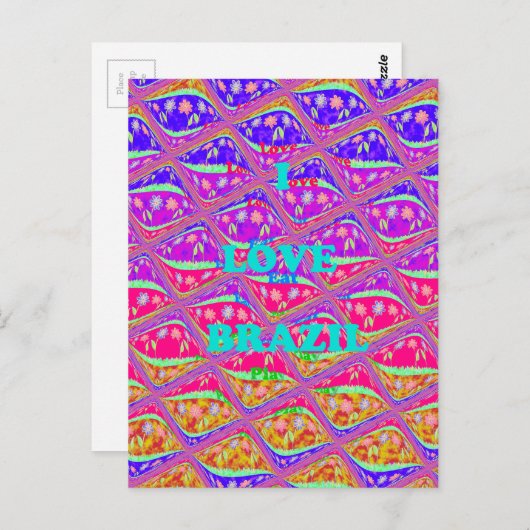 Liebe Brasilien. Schöne Samba traditionelle Farben Postkarte (Vorne/Hinten)