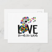 Liebe braucht kein Wort für Autismus Bewusstsein H Ankündigungspostkarte (Vorne/Hinten)