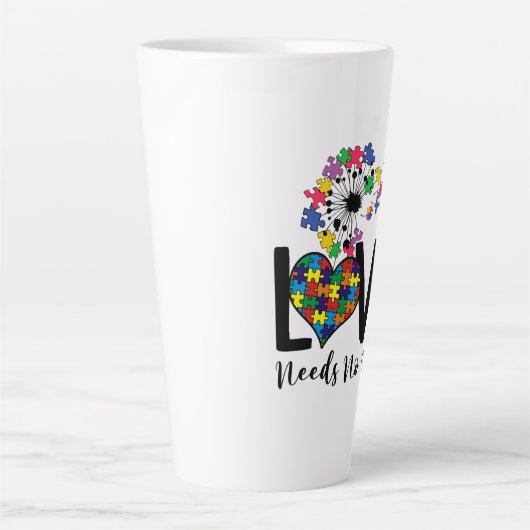 Liebe braucht kein Wort für Autismus Bewusstsein H Milchtasse (Vorderseite)