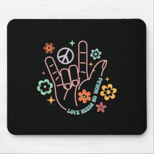 Liebe braucht kein Wort für Retro Hand Sign Groovy Mousepad
