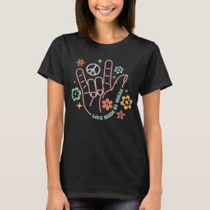 Liebe braucht kein Wort für Retro Hand Sign Groovy T-Shirt