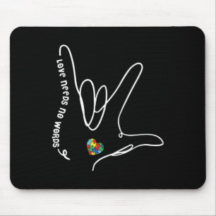 Liebe braucht keine Worte Asl Puzzle-Herz Autismus Mousepad