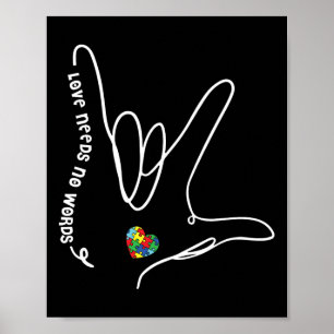 Liebe braucht keine Worte Asl Puzzle-Herz Autismus Poster
