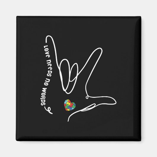 Liebe braucht keine Worte ASL Puzzle Stück Herzaut Magnet (Vorne)