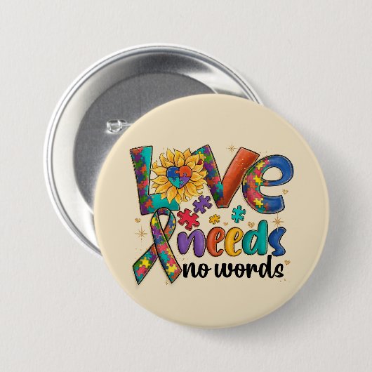Liebe braucht keine Worte - Autismus Bewusstsein S Button (Vorne & Hinten)