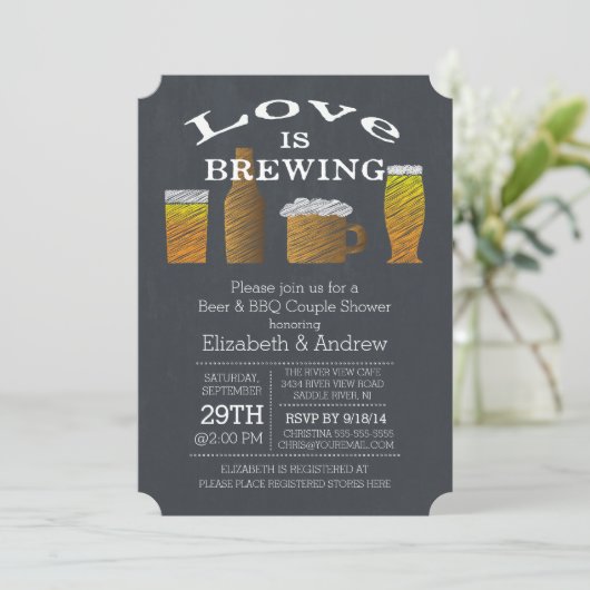 Liebe Brauen Barbecue Bridal Dusche Einladung (Stehend Vorderseite)