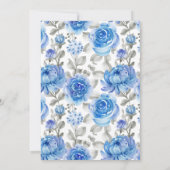 Liebe Brauen Blauer Blumen Tee Brautparty Einladung (Rückseite)