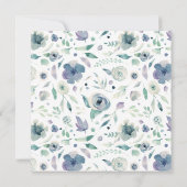 Liebe Brauen Blue Floral Bridal Teedusche Einladung (Rückseite)