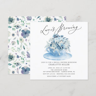 Liebe Brauen Blue Floral Bridal Teedusche Einladung