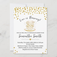 Liebe Brauen Tea Dusche Gold Glitzer Einladung