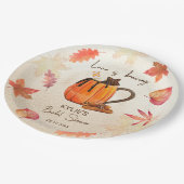 Liebe Braufall Brautparty mit Monogramm Pappteller (Schrägansicht)