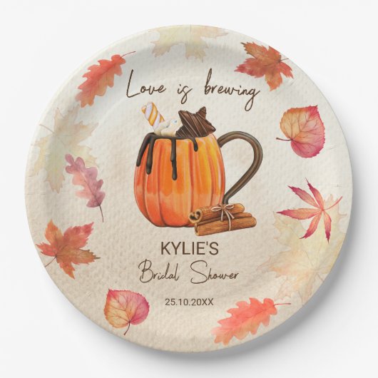 Liebe Braufall Brautparty mit Monogramm Pappteller (Vorderseite)