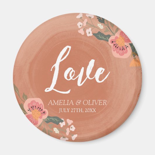 Liebe Braunwald und florale Rustikale Hochzeit Magnet (Vorne)