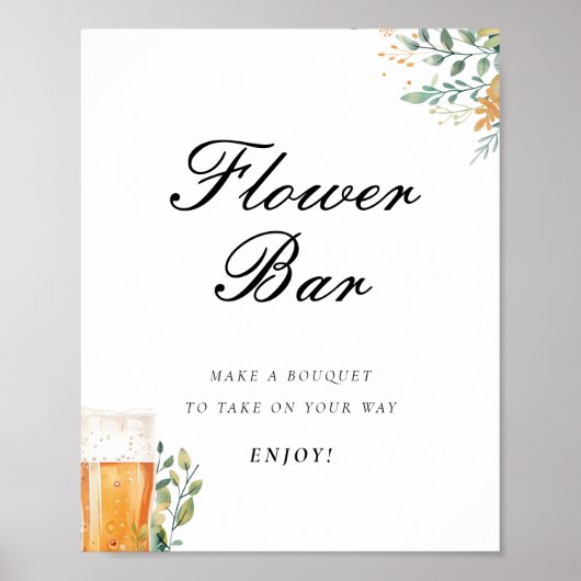 Liebe Braut Blume Bar Brautparty-Zeichen Poster (Vorne)