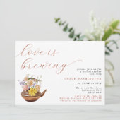 Liebe braut Blume im Teapot-Brautparty Einladung (Stehend Vorderseite)