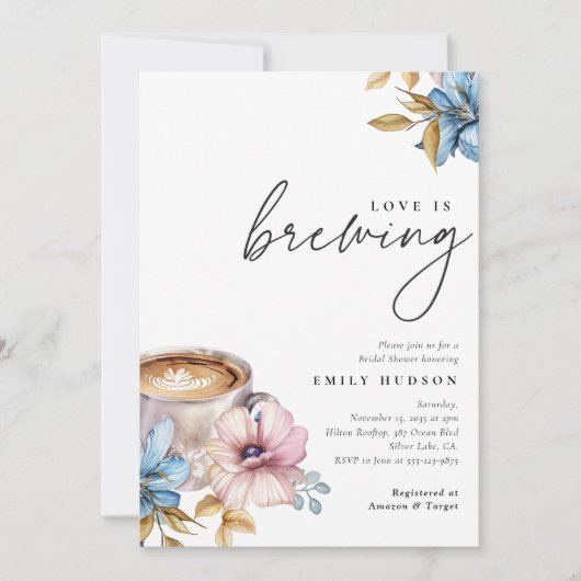 Liebe Braut Blumendusche Einladung (Vorderseite)