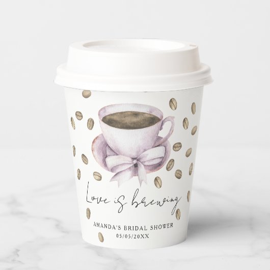 Liebe braut Bow Coffee Brautparty Pappbecher (Vorderseite)
