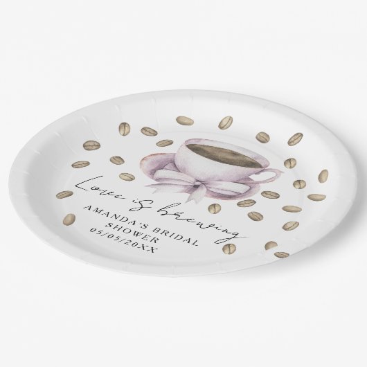 Liebe braut Bow Coffee Brautparty Pappteller (Schrägansicht)