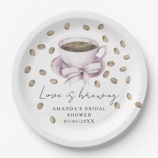 Liebe braut Bow Coffee Brautparty Pappteller (Vorderseite)