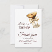 Liebe Braut Bow Espresso Martini Brautparty Dankeskarte (Vorderseite)