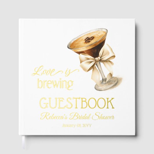 Liebe Braut Bow Espresso Martini Brautparty Gästebuch (Vorderseite)