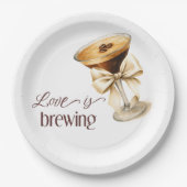 Liebe Braut Bow Espresso Martini Brautparty Pappteller (Vorderseite)