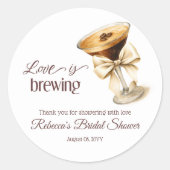 Liebe Braut Bow Espresso Martini Brautparty Runder Aufkleber (Vorderseite)