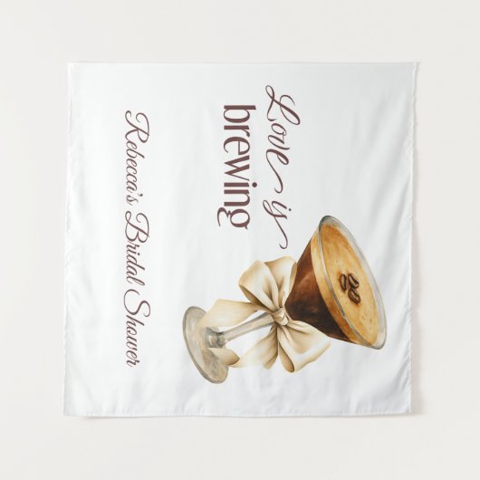 Liebe Braut Bow Espresso Martini Brautparty Wandteppich (Vorderseite (Horizontal))