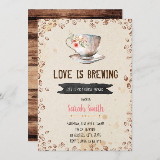 Liebe Braut Braudusche Einladung (Vorne/Hinten)