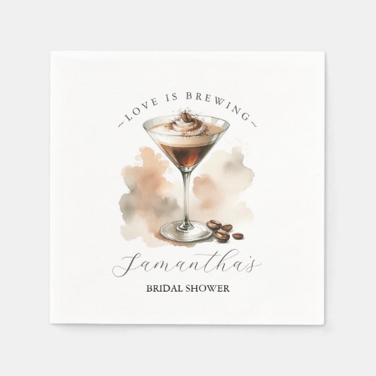 Liebe Braut Brautparty Espresso Martini Serviette (Vorderseite)