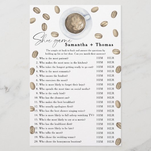 Liebe braut Brautparty Shoe Game (Vorderseite)