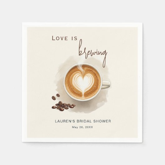 Liebe braut Coffee Brautparty in Serviette (Vorderseite)