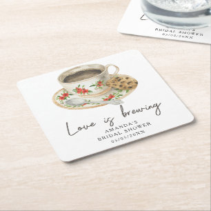 Liebe braut Coffee Brautparty Rechteckiger Pappuntersetzer