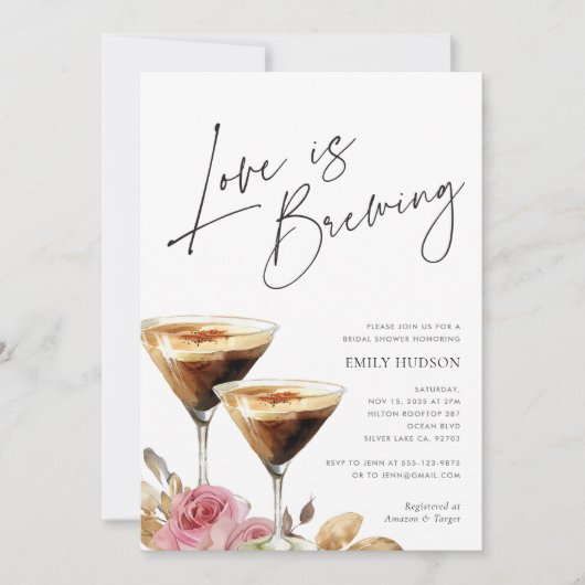 Liebe braut elegante Brautdusche Einladung (Vorderseite)